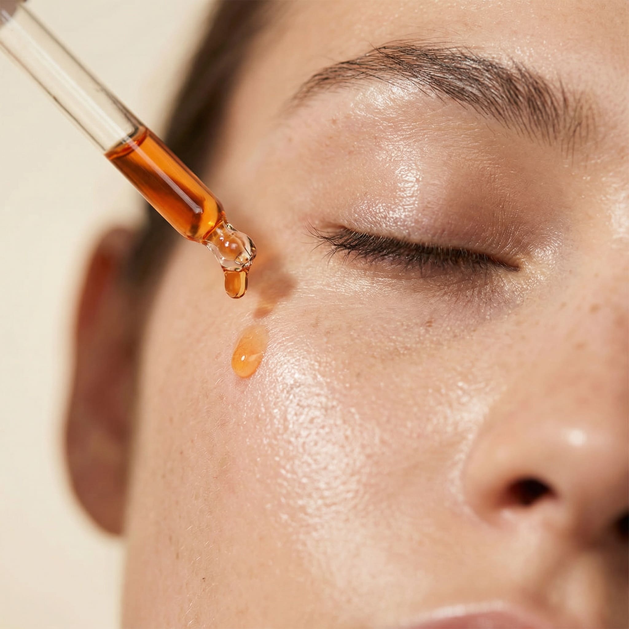 Beste keuze (algemeen + krachtig):
Vitamine C serum aanbrengen op gezicht met pipet voor stralende huid